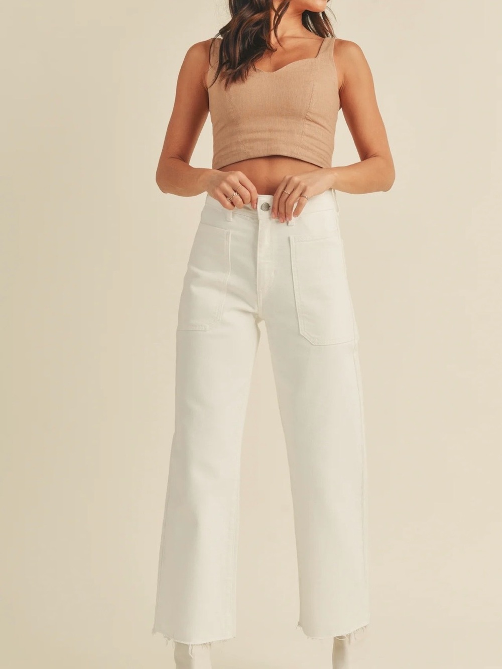 Just Black High-Rise Wide Leg Off-White Jeans